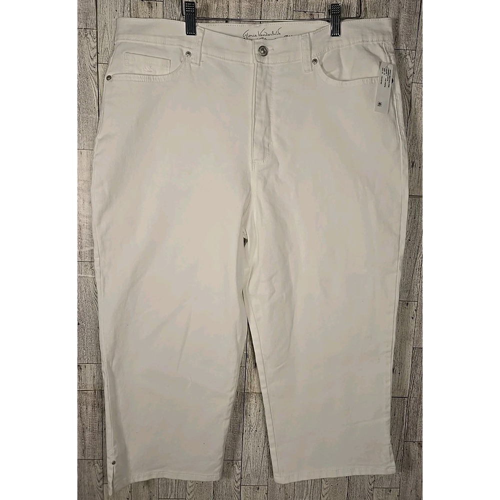 Gloria Vanderbilt Capri 18 White Denim Built in Slimming Panel Amanda Womens NEW